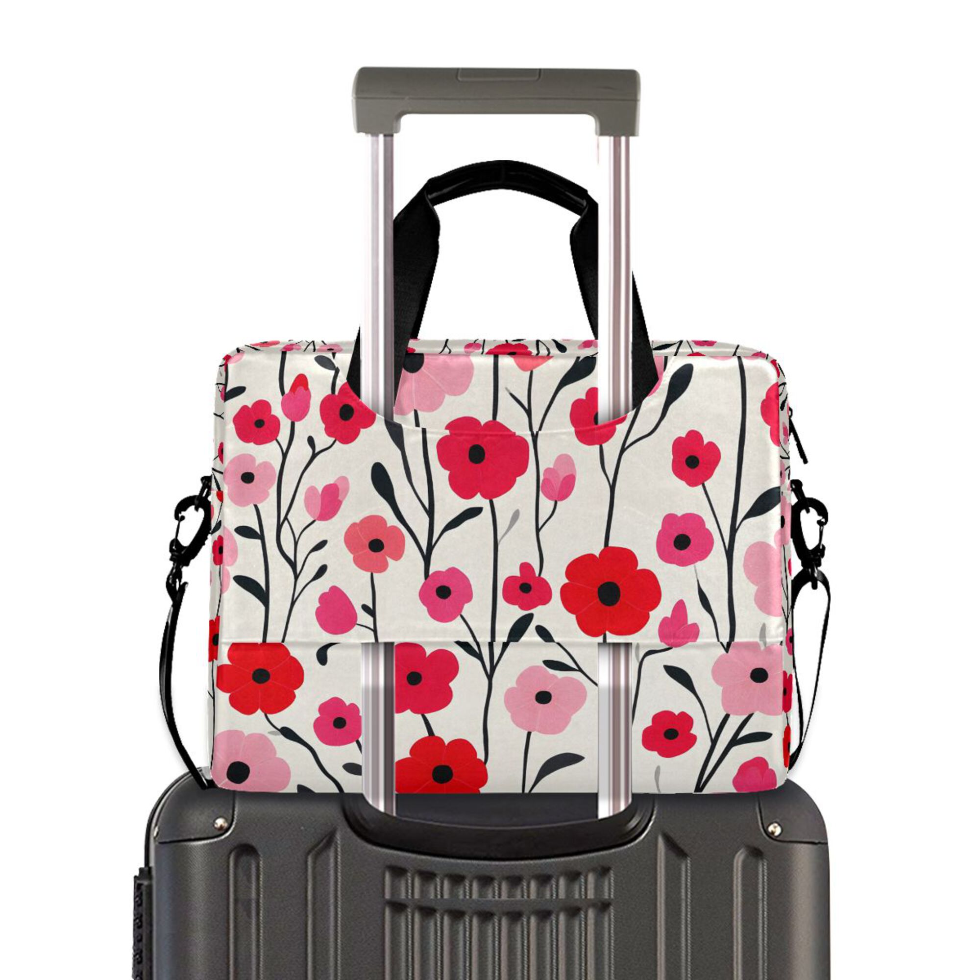 FORMRS 16" Laptop Bag Carrying Sleeve Case with Handle Travel Shoulder Briefcase, Pink Floral