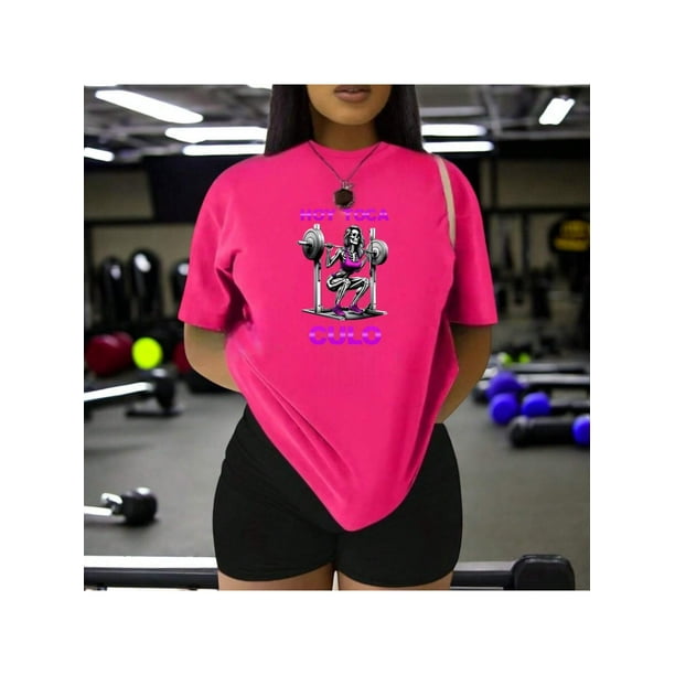 Playera Divertida Para Gimnasio Hoy Toca C*** Playera Para hacer Ejercicio Color Fucsia Talla Chica Marca Emil SaEs