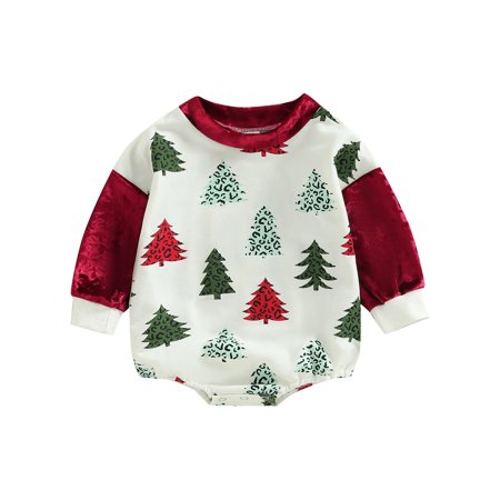 

EHTMSAK Infant Baby Toddler Girl Boy Sweatshirt Christmas Long Sleeve Bodysuits Red 3M-18M 90