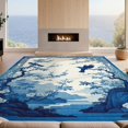 thumbnail image 2 of Design&I 3'x5' Washable Area Rug Chinoiserie Floral Bird Toile Vintage Blossom With Lattice Border for Home Office, Hallway, Low Profile & Durable Daily Traffic Ready, 2 of 7