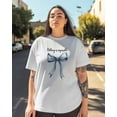 thumbnail image 3 of Women's Graphic T-Shirt White M Women's Tops Blue Bow Crew Neck Short Sleeve Shirts for Women, 3 of 3