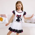 thumbnail image 6 of Jurebecia Girls Nightgowns cats Soft Nightgown Flutter Short Sleeves Nightdress Nightie Dress Sleepwear Pajamas 130 cm 6-7 Years, 6 of 11