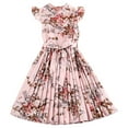 thumbnail image 2 of CUZIBR Girls Kids girl'S Casual Summer Floral Dress Ruffles Flowy Sleeveless High Waist Flower Print Pleated Long Dresses A-Line Breathable Cozy Dailywear Special Occasions,Red,4-5 Years, 2 of 7