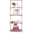 thumbnail image 3 of 5-Tier Round Tube Storage Shelf with Adjustable Design, Pink/White for Bedroom, Dorm Room, Garage, Home Office, and Living Room, 3 of 5