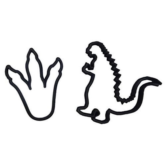 DINOSAUR COOKIE CUTTERS  Giant Reptile Godzilla Monster Movie Character and Dinosaur Footprint Cookie Cutters Made in The USA (2 Pack)