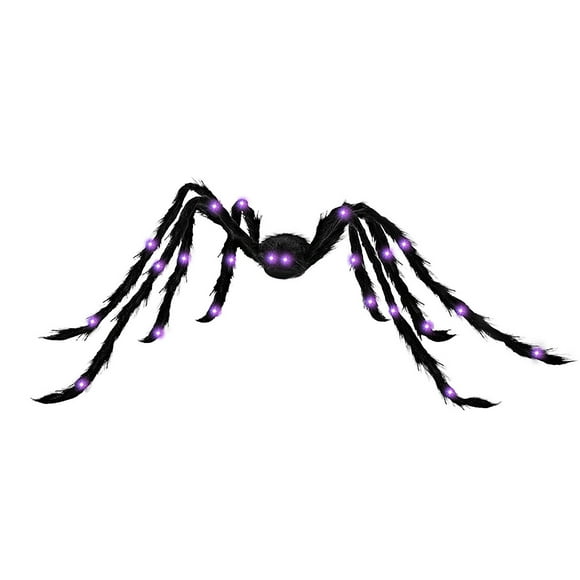 EGNMCR Halloween 35.4" Light-up Giant Spider Decorations Outdoor Realistic Hairy Halloween Decor cary Big Halloween Decorations for Outside House Yard Indoor Home -