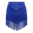 thumbnail image 2 of iiniim Women Latin Jazz Modern Dance Rhinestone Tassel Skirts Figure Skating Costumes Blue XXL, 2 of 7