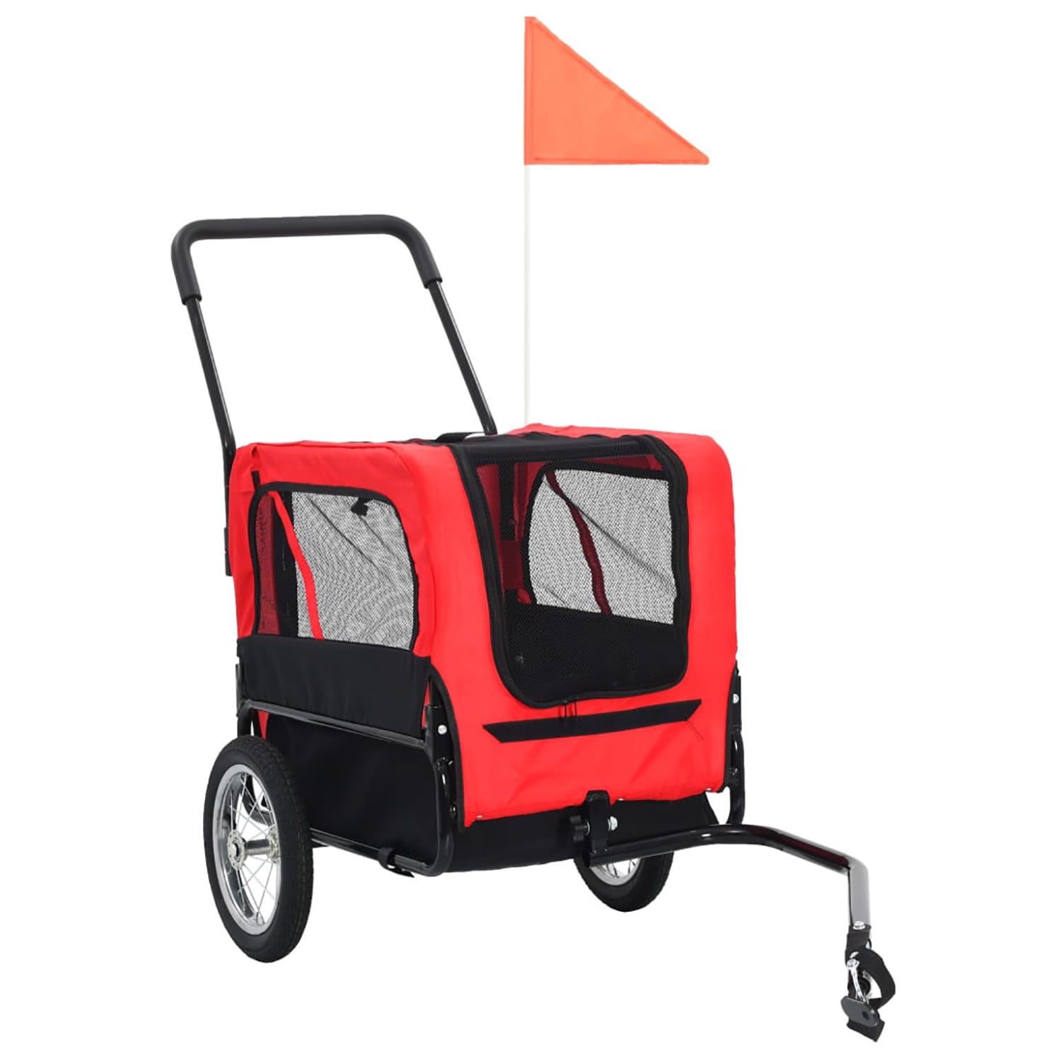 Pefilos 2-in-1 Dog Bike Trailer, Pet Stroller Bicycle Carrier w/Hitch, Suspension, Large Jogger with Visibility Flag and Reflectors, 55lb Weight Capacity, Red Pefilos 2-in-1 Dog Bike Trailer, Pet Stroller Bicycle Carrier w/Hitch, Suspension, Large Jogger with Visibility Flag and Reflectors, 55lb Weight Capacity, Red