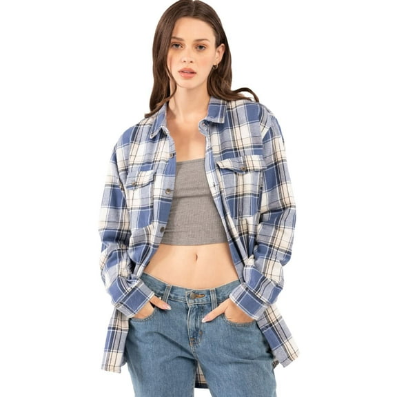 Roxy Let It Go Flannel Shirt Blue
