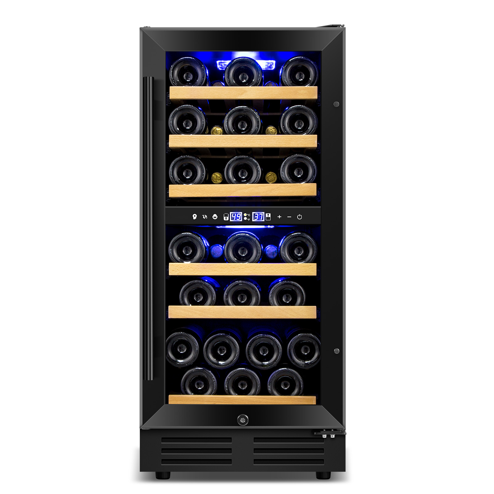 TITTLA 15 Inch Wine Cooler Refrigerator,30 Bottle,Daul Zone,Low Noise Wine Fridge ,Built-in or Freestanding,Black
