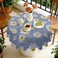 thumbnail image 4 of Round Tablecloth 60 Inch Daisy Floral Table Cover Wrinkle Free Kitchen Dining, 4 of 5