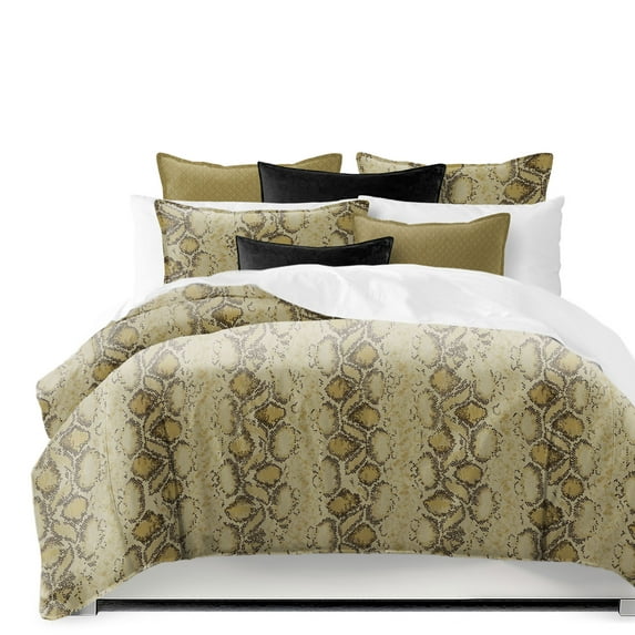 Serpentine Gold California King Comforter & 2 Shams Set, plus 2 bonus cushions