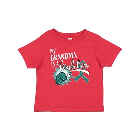 

Inktastic Ovarian Cancer Awareness My Grandma is a Fighter Gift Baby Boy or Baby Girl T-Shirt