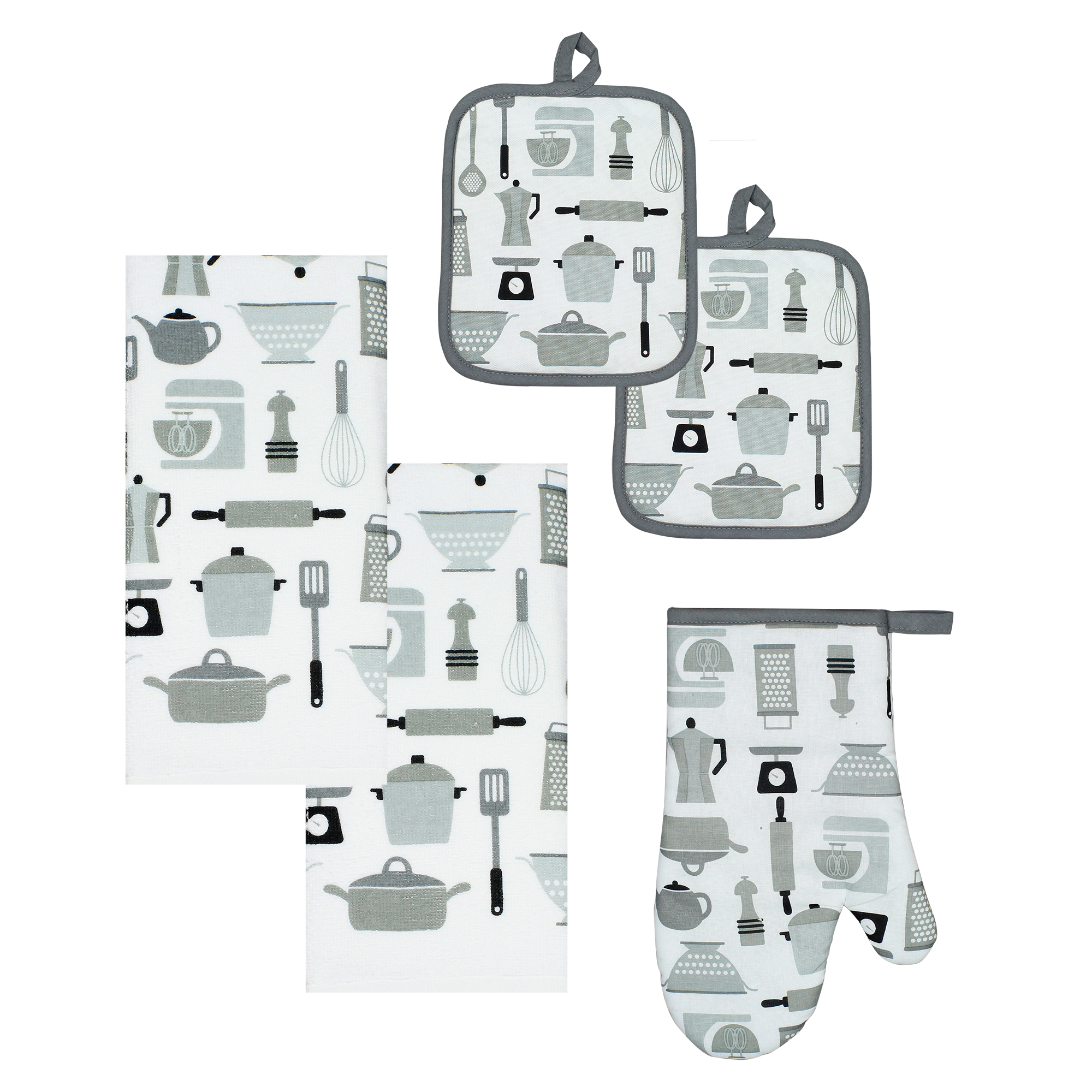 Mainstays 5Piece Kitchen Textile Set, Kitchen Towel, Pot Holder Oven