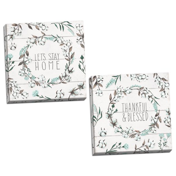 Gango Home Decor Contemporary Blessed VI & VII by Janelle Penner (Ready to Hang); Two 12x12in Hand-Stretched Canvases
