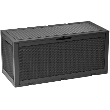 Vineego Outdoor All-Weather 100 Gallon Resin Deck Box,Indoor Outdoor Lockable Storage Container, Black