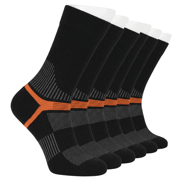 Athletic Crew Socks for Men & Women 6 Pairs, Moisture Wicking Running Workout Socks,Size 6-9