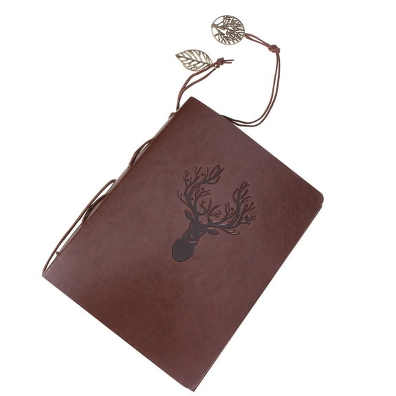 Masteelf 1PC Vintage PU Photo Album Book Picture Album Birthday Anniversary Wedding Christmas Graduation Gift (Brown Antler A5)