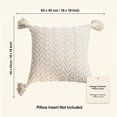 thumbnail image 4 of Boho Throw Pillow Cover 18x18in, Knitted Decorative Cushion Case with Tassel Fringe, Herringbone Texture, White Pillow Cover for Sofa Couch Bedroom, 4 of 8