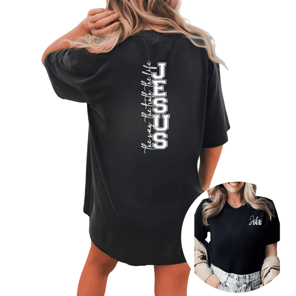 Giffimy Women's "Jesus The Way The Truth The Life" Christian Graphic Short Sleeve T-Shirt Casual Cotton Crewneck Top
