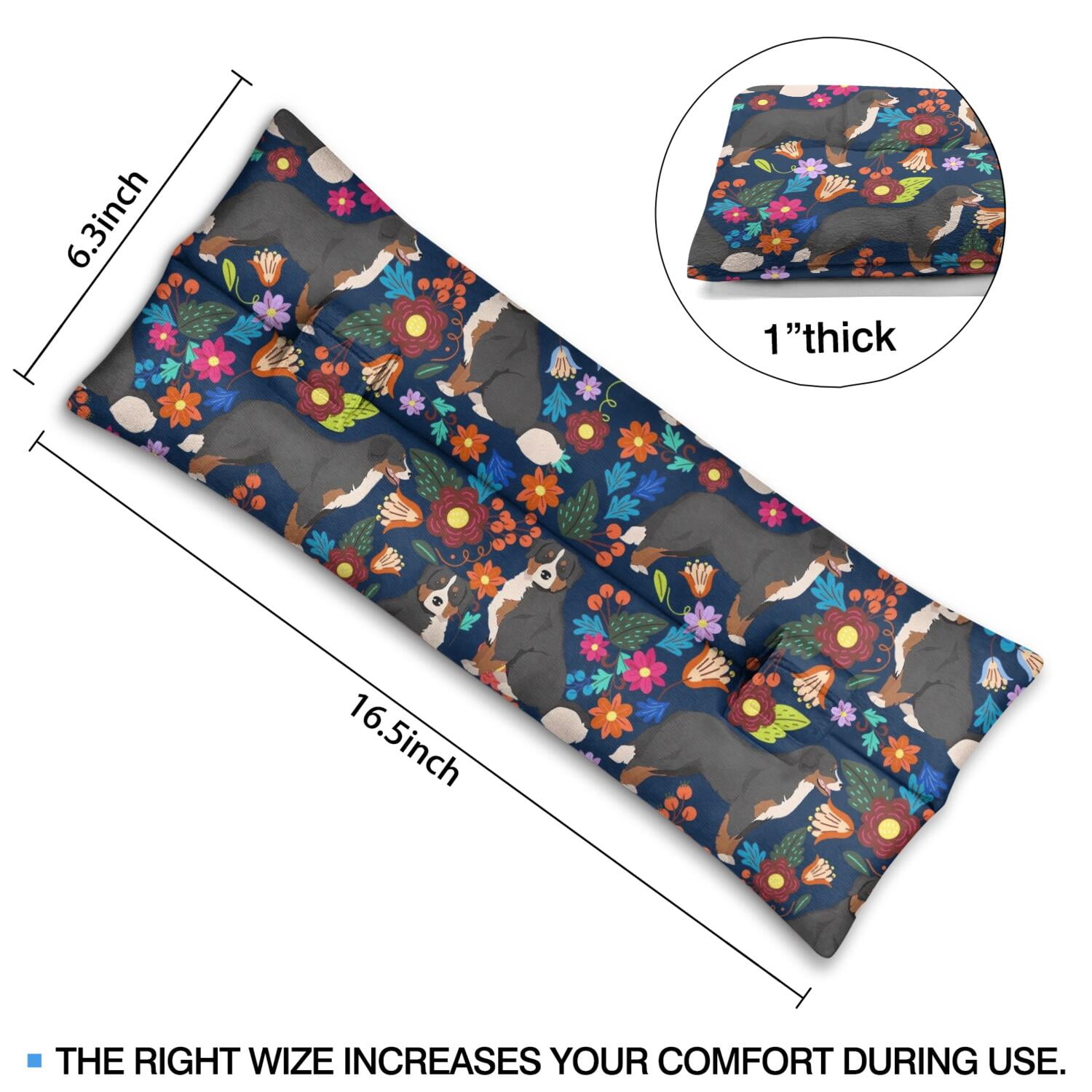 Dogs and Flowers Print Seatbelt Pillow - Post Surgery Mastectomy Cushion - Soft Chest Protector After Breast Surgery