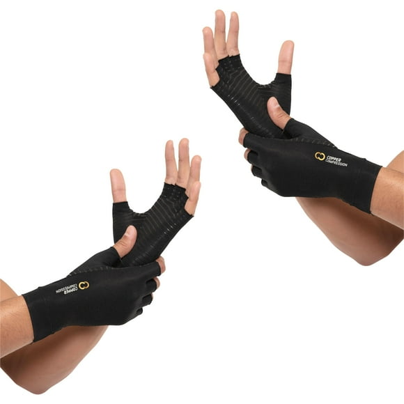 Copper Compression Arthritis Gloves | Fingerless Arthritis Carpal Tunnel Pain Relief Gloves For Men & Women | Hand Support Wrist Brace For Rheumatoid, Tendonitis, Swelli