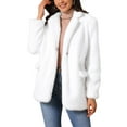 thumbnail image 4 of INSPIRE CHIC Women's Faux Fur Coat Fashion Winter Open Front Jacket Notch Lapel Long Sleeve Fluffy One Button Coat XL White, 4 of 6