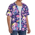 thumbnail image 2 of Sikiie Skull colorful mushroom Men's Wrinkle Free Untucked Cuban Shirt Business Casual Button Down Shirts Short Sleeve ShirtXX-Large, 2 of 5