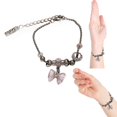 thumbnail image 2 of ibranting Steel Butterfly Beaded Bracelet Anklet with Adjustable Bowknot Chain for Women Girls Kids Special Occasions, 2 of 5