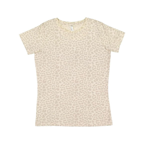 LAT Women Fine Jersey T-Shirt, Natural Leopard - Extra Small