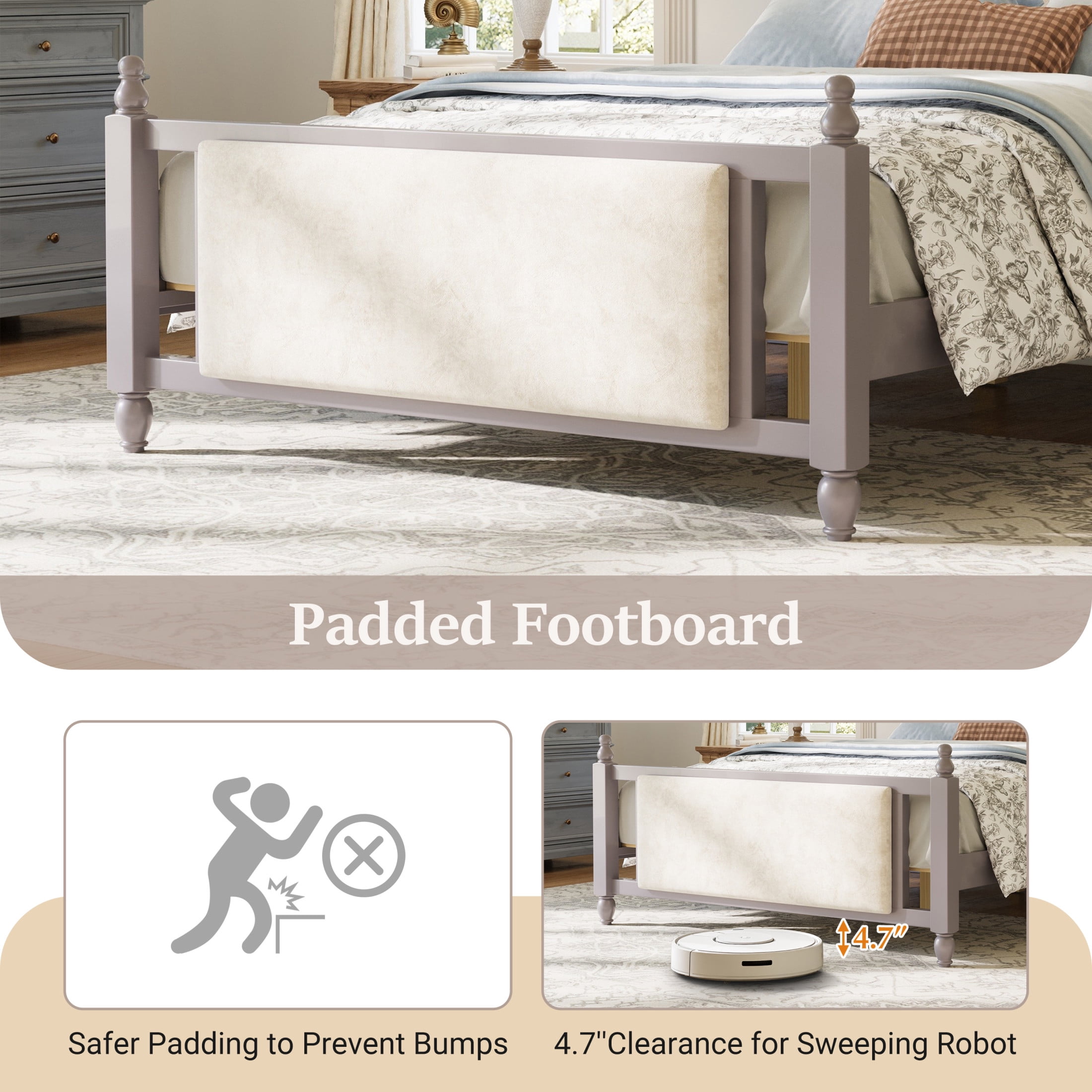 Christopher Knight Home Queen Upholstered Platform Bed, Velvet Tufted Headboard and Footboard, Taupe
