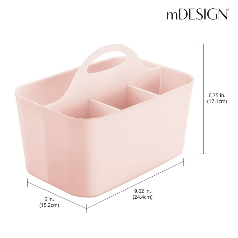 mDesign Plastic Shower Caddy Storage Organizer Basket with Handle, Light  Pink 