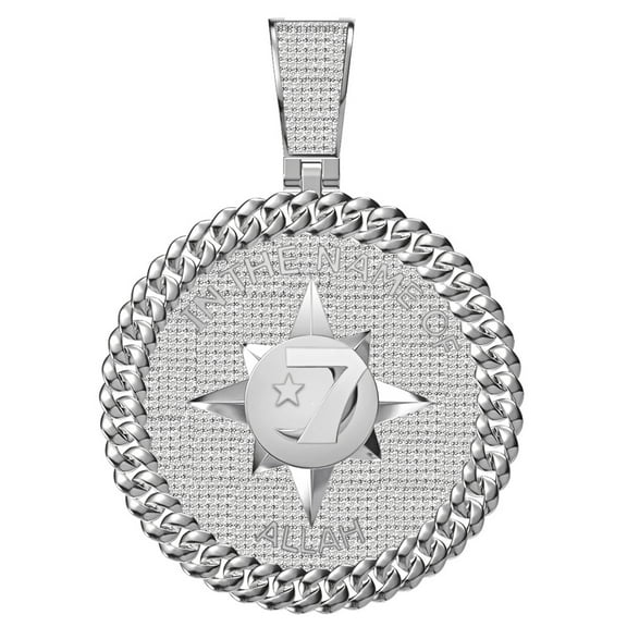 Genuine 2.00 Ct. VVS1 MOISSANITE Diamond Five-Percent Nation Allah Charm Pendant