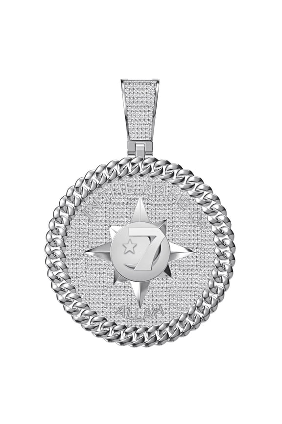 Genuine 2.00 Ct. VVS1 MOISSANITE Diamond Five-Percent Nation Allah Charm Pendant