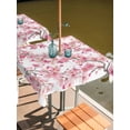 thumbnail image 2 of Outdoor Tablecloth with Umbrella Hole for Patio/Picnic/Party/Camping, Spring Peach Flowers Waterproof Table Cloth Square Cover Washable, Pink Botanical Floral Leaves Branch (54"x 54"), 2 of 8
