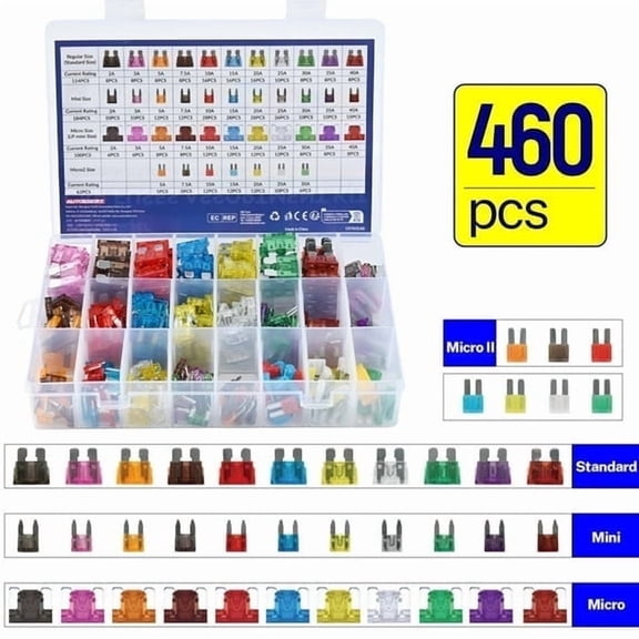 OEMASSIVE 460Pcs Car Fuses Assorted Set Van Bike Mini Standard Micro Blade Truck 2-40A Box