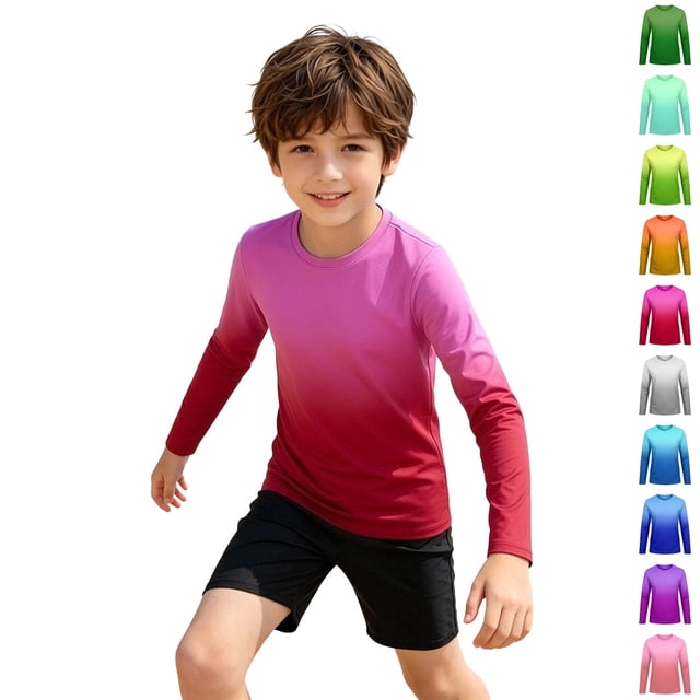 WENXIAOO Boys Rash Guard Shirt Fashion UPF 50+ Sun Protection Long Sleeve Swim Shirt for Kids, Toddler Rashguard Athletic Water Shirts