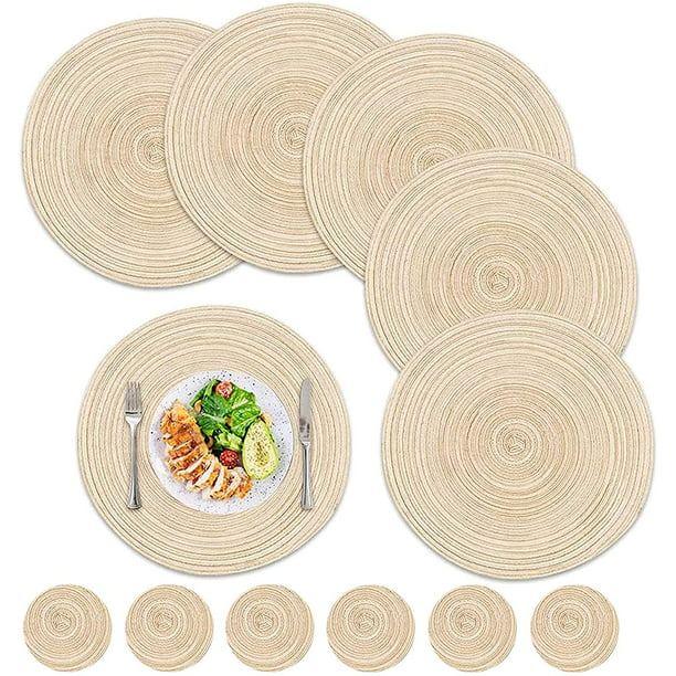 12 Pcs Round Placemats And Coasters Set, Placemats For Round Dining Table