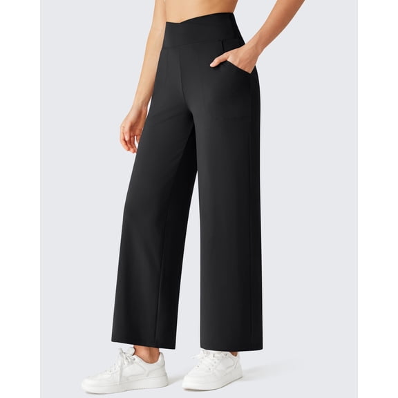 G4Free BareFeel 25"/27"/29" Inseam High Stretch Wide Leg Yoga Pants Ankle Length Casual Lounge Pants with Pockets