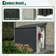 LZBEITEM 4 x 8 ft Outdoor Metal Storage Shed Lean to, Small Metal Wall Side Door Tool Sheds with Galvanized Floor Frame Kit Lockable for Garden, Backyard, Black, 95.25Dx48.82Wx75.7H