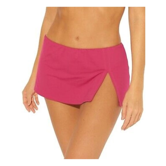 BLEU Women's Pink Stretch Slit Lined Full Coverage Swim Skirt Swimsuit Bottom 14