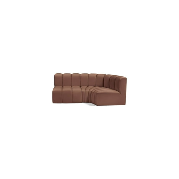 Meridian Furniture Arc Cognac Vegan Leather Modular Sectional