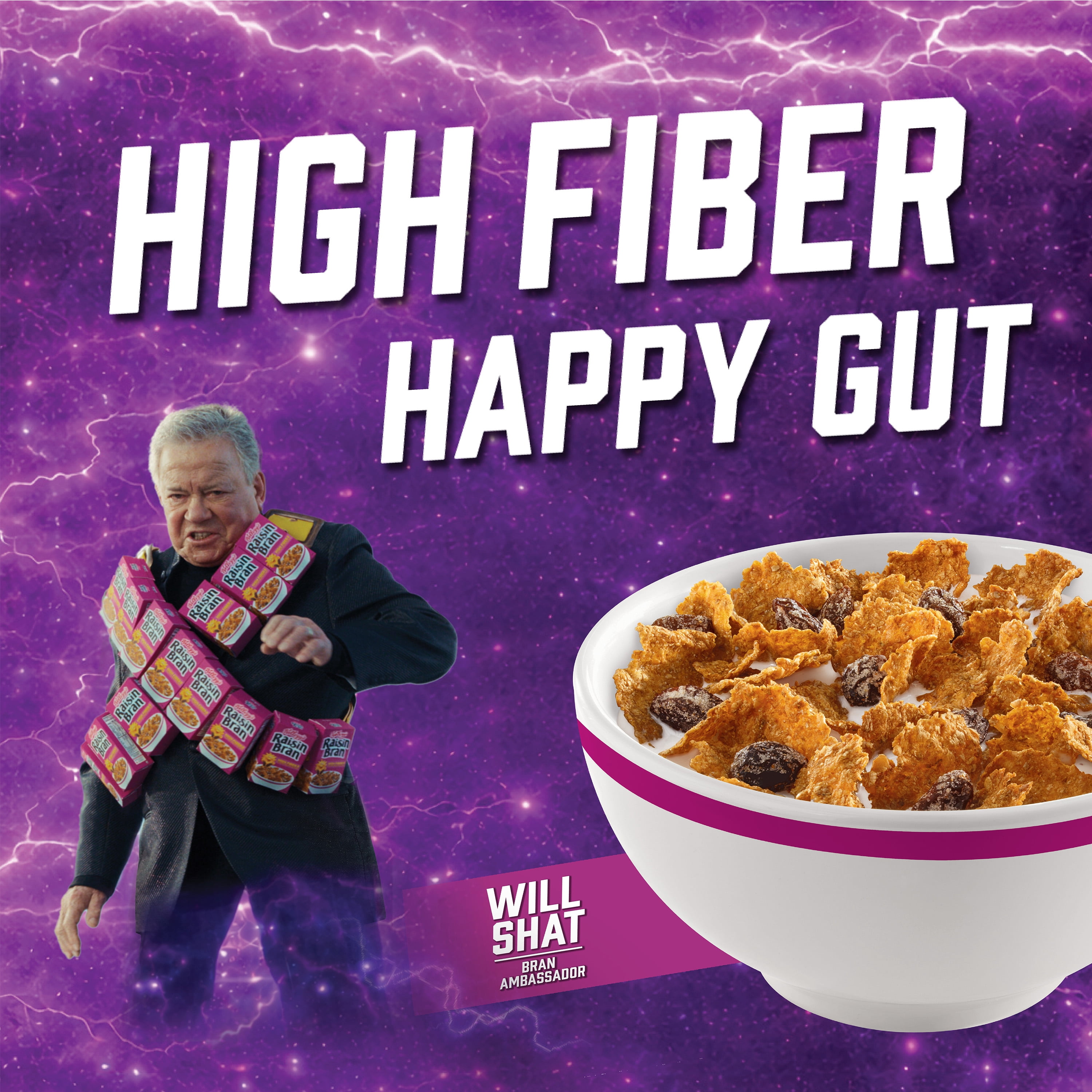 Kellogg's Raisin Bran Original William Shatner Special Edition Breakfast Cereal Large Size Box, 20.9 oz