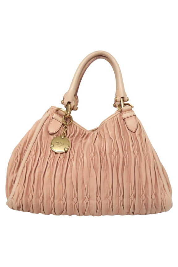 Pre-Owned Bally Vintage Handbag Quilted Leather Pink Leather Handbag