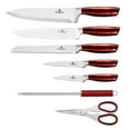 thumbnail image 2 of Berlinger Haus Kitchen Knife Set with Block, 8 Piece Knives Set for Kitchen, Cooking Knives with Kitchen Shears and Sharpener, Sharp Cutting Stainless Steel Chef Knife Set with Acrylic Stand, Red, 2 of 11