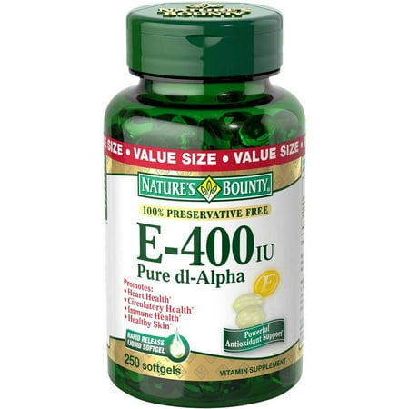 Nature's Bounty Vitamin E 400 IU Softgels Pure DL-Alpha 250 Soft Gels