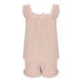 thumbnail image 7 of JFOPQVSM Womens Pajama Set 2 Piece Smocked Sleeve Top and Ruffle Shorts with Pocket Sleepwear Bridal Pj Sets for Party, 7 of 7