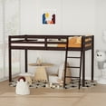 thumbnail image 2 of Ktaxon Junior Low Loft Bed with Stairs, Twin Wood Bunk Bed Frame for Adults, Kids and Young Teens, No Box Spring Required, Brown, 2 of 8