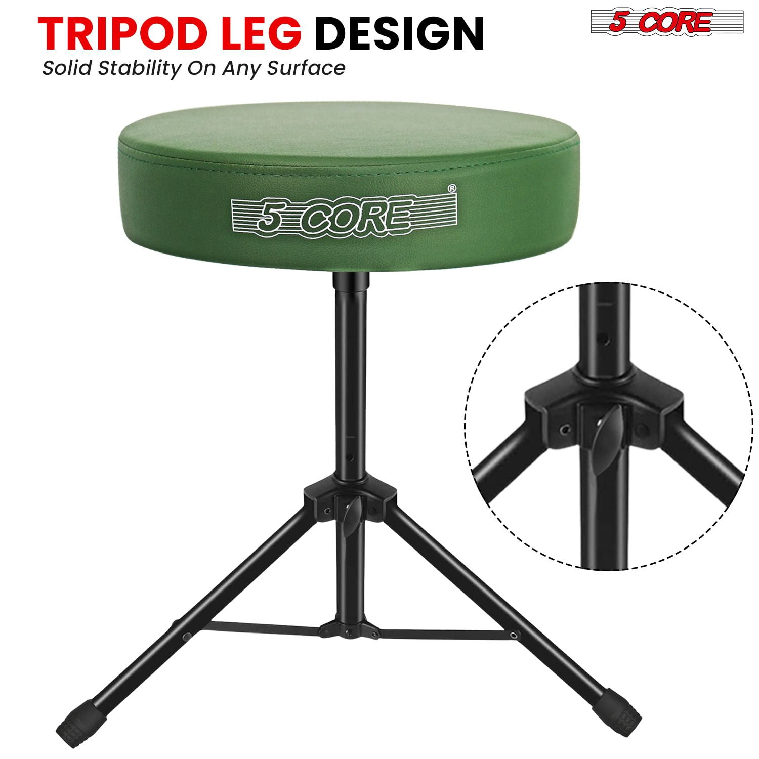 Adjustable Drum Throne Stool with 3" Thick Padding – Heavy-Duty 330 lb Capacity Guitar Seat for Adults & Kids, Anti-Slip Tripod Base