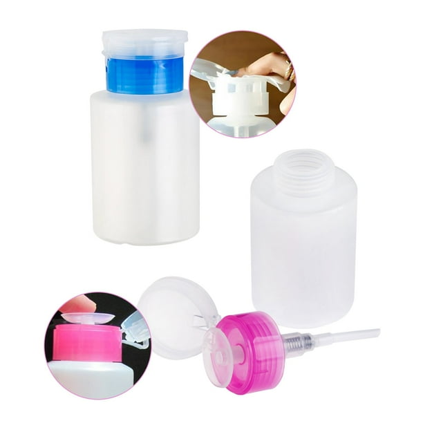 Botellas con bomba de viaje para artículos de tocador, juego de botellas con bomba múltiple, dispensadores de 2 botellas con bomba para líquidos, quitaesmaltes, cremas